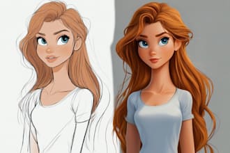 draw you a beautiful portrait in disney cartoon style