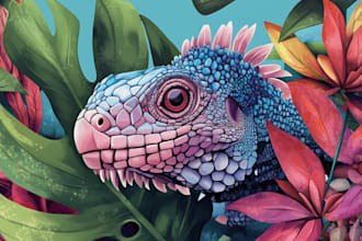 make animal or botanical unique illustration art