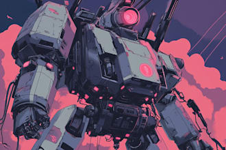 draw gundam, transformers, mecha robot in anime manga style