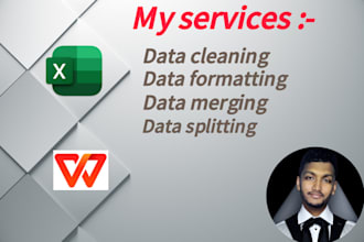 clean, format, split, illuminate  duplicates, merge excel data
