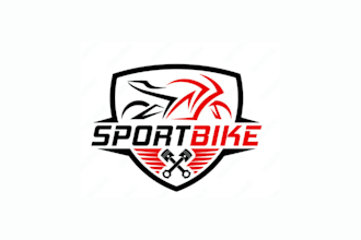 create a rugged motorcycle garage or repair shop logo