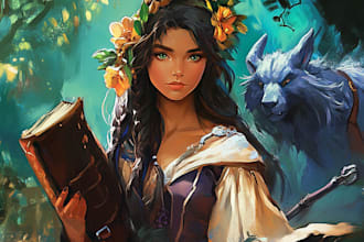 paint a character illustration in a fantasy world