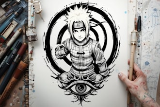 custom tattoo design , anime , traditional tattoo artist