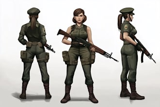 draw 2d game art military character design
