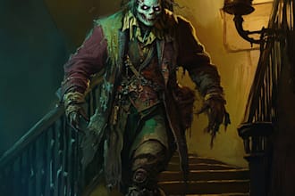 do awesome artwork for dark art, horror creepy illustration