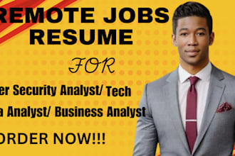 write remote jobs resume for tech, cyber security analyst, soc, data analyst