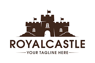 design a castle, fantasy, medieval, fortress logo