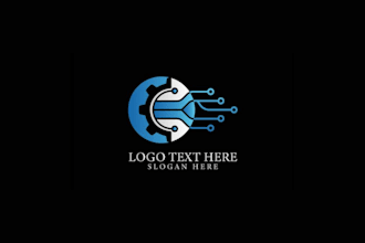design an innovative technology brand logo with sharp lines