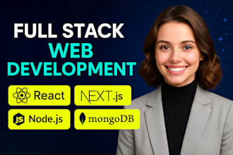 do full stack website development for custom  ai web with react next js node js