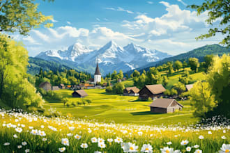 draw a flat vector landscape illustration