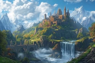 draw environment concept art, fantasy worlds