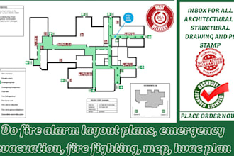 do fire alarm layout plans, emergency evacuation, fire fighting, mep, hvac plan