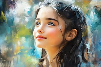 draw realistic digital oil painting from your photo
