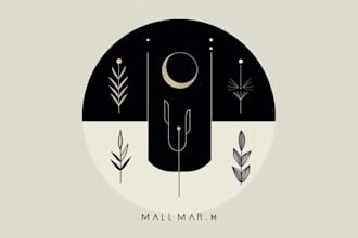 design a unique minimal, modern, celestial, botanical logo