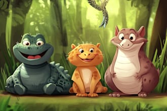 draw animal cartoon, mascot, avatar for nft art illustration
