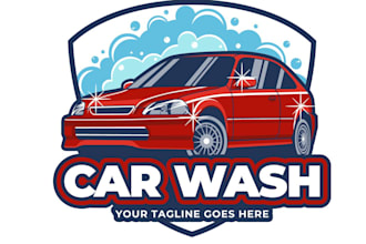 professional car wash logo branding