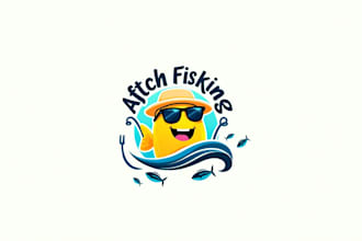do awesome modern summer fishing mascot logo design