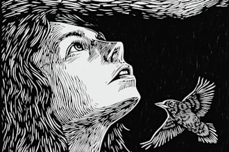 draw a custom portrait in linocut style