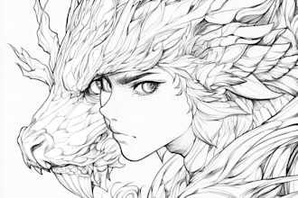 tattoo illustration anime style in lines