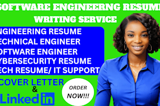 write software engineering resume, tech engineer resume, cover letter and IT