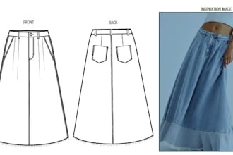 create professional flat sketches for fashion tech packs