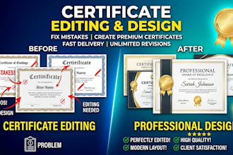 professionally edit and design certificate in photoshop