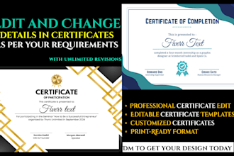 professionally edit and design certificate in photoshop