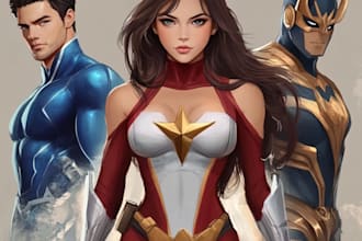 draw villain in marvel style and friendship portrait