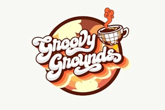 design groovy grounds mobile coffee truck logo