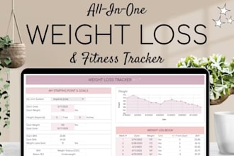 design weight loss and fitness spreadsheet, calories tracker, diet guides