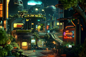 design an futuristic cyberpunk city or background art