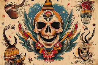 create a traditional or old school style tattoo design