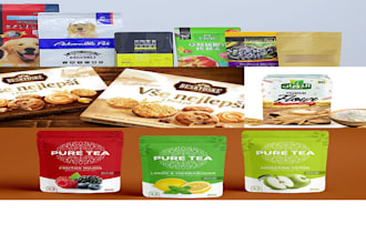 design premium packaging labels for flour, rice, biscuits, drinks and custom lab