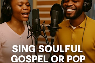 sing soulful gospel or pop vocal hooks and harmonies with male and female vocals