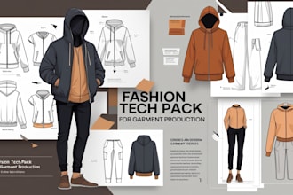 design fashion apparel, clothing tech pack, technical sketch