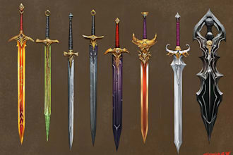 design concept art of weapons for your game art use