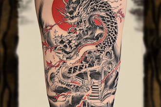 create your japanese custom tattoo design and illustration