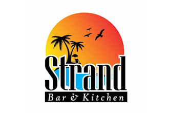 design summer surf style beach bar logo