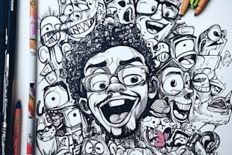 make line art minimalist doodle illustrations