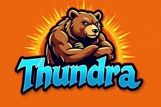 design outstanding thunder bear mascot logo with unlimited revision