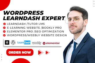 develop learndash online course, upload content, tutor lms weebly  elementor pro