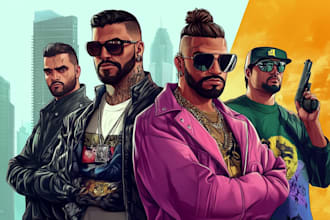 make semi realistic fantasy art or gta characters