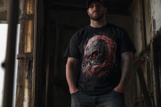 draw dark art, illustration, horror, skull, t shirt metal