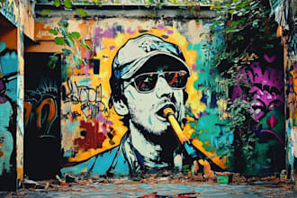 create a unique pop art and street graffiti style modern artwork