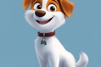 disney cartoon portrait of cat, dog or any pets