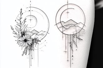 create minimalist line art tattoo with my style