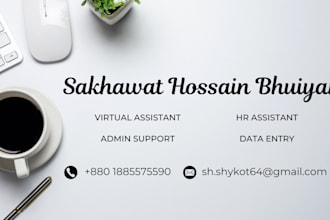 provide virtual assistant support for HR recruitment admin tasks and data entry