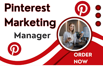 do SEO optimized pinterest pins, posts boards ads as your marketing manager