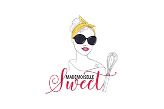 design premium sweet cool funky delicious logo