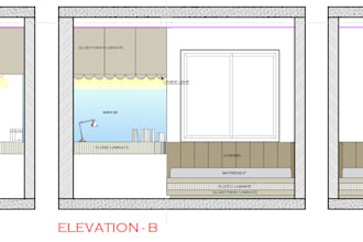 do 2d plan layout, elevation, 2d render with dimensions
